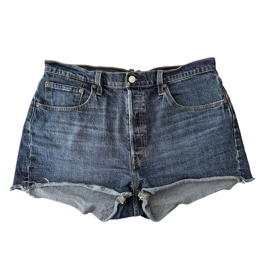 Levis Jean Shorts Women‎ 33 Blue Mid Rise Stretch Denim Classic Packets